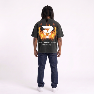 Cotton Black Men's Short Sleeve T-<b>Shirt</b> Custom Name With <b>Flame</b> Logo Print O-Neck Regular Fit Casual Jersey Cotton Tee - Product Image 6