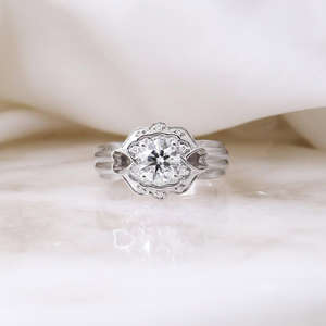 Igi/gia แล็บตัดเพชรวินเทจ14K สีเหลืองงานแต่งงาน/หมั้นแหวน unisex สีขาวทองงานครบรอบปาร์ตี้-แหวนที่คู่ควร - Product Image 4