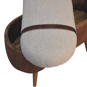Tan Buffalo Boucle Banco nórdico Elegante muebles de sala de estar - Product Image 6
