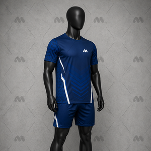 Ensemble de maillot de football bleu à séchage rapide, léger, respirant, kit de football à manches courtes, uniforme d'équipe pour adulte - Product Image 2