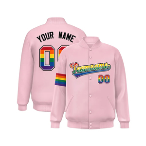 OEM Custom Unisex High Quality Letterman Bomber Jacket Premium Quality Baseball Jacket for Men's Pride Month <b>Plain</b> Dyed Jacket - Product Image 1