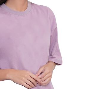 Camisetas de Alta Calidad para Mujer, Corte Regular, 100% Algodón, Transpirables, Estampado Puff, Color Sólido, Cuello Redondo, Manga Corta, Tela de 180g, Verano - Product Image 3