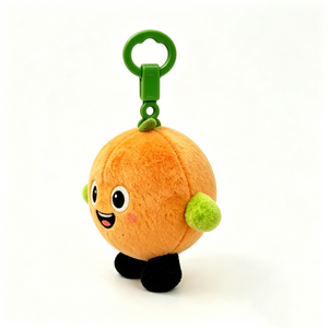 Customized Cute citrus character plush pendant, Smiling orange plush keychain with green clip, round orange stuffed bag charm - Product Image 5
