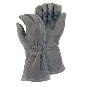 Gants de soudage en cuir fendu gant de soudeur en cuir résistant à la flamme avec poignet élastique cousu - Product Image 4