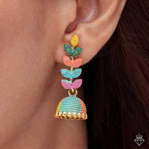 PRAO Boucles d'oreilles à feuilles colorées Accessoire de déclaration à la mode - Product Image 4