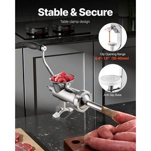 Hachoir à viande manuel en acier inoxydable 304 avec pince de fixation pour table et 2 plaques de découpe pour la fabrication de saucisses - Product Image 2