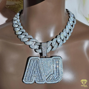 Pendentif personnalisé « PETTY » avec diamants Moissanite, chaîne cubaine, bijoux Hip Hop pour hommes et femmes - Product Image 4