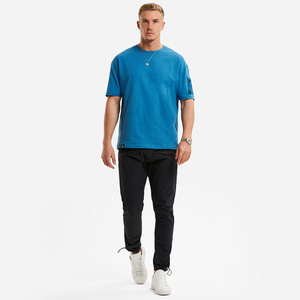 Camiseta de Cuello Redondo Azul para Hombre, 100% Algodón, Corte Regular Informal, Manga Corta, Secado Rápido, 220g - Product Image 6