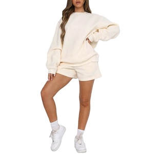 High Quality Winter Womens Solid 2 Piece <b>Knitted</b> <b>Set</b> Hoodie and Shorts with Stylish Neck Design Breathable Two Piece <b>Set</b> - Product Image 1