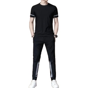 Chándal Ropa deportiva Pantalones Conjuntos Gris Ropa de hombre Jogging Camiseta Hombre Sin logotipo Trajes deportivos Moda Top Verano Regular Fit Slim - Product Image 5