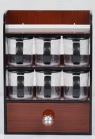 Organisateur de comptoir moderne pour 6 pots à épices, avec tiroir de rangement pour pots en verre, support à épices et herbes aromatiques pour cuisine, structure métallique, gain de place