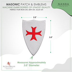 Parche Bordado con Escudo de los Caballeros Templarios con una Cruz Roja sobre un Fondo Blanco - Product Image 3