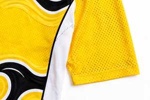 PADA PRIME Ensemble de maillot de basket-ball jaune à col en V pour hommes, vêtements de sport en maille respirante à manches courtes - Product Image 5