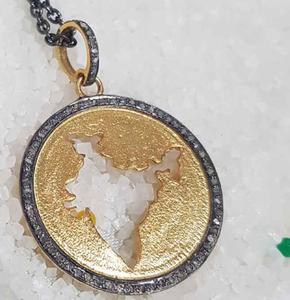 Colgante Certificado Golden Bharat de Plata de Ley 925 con Diamantes Naturales Engastados, Chapado en Rodio Negro Vintage para Mujer, 30x30MM - Product Image 5