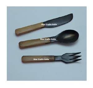 New Arrival American Style Horn <b>Salad</b> <b>Tools</b> Server Set Fork Knife Dishwasher Safe Gift Kitchenware Modern Design Eco-Friendly - Product Image 2