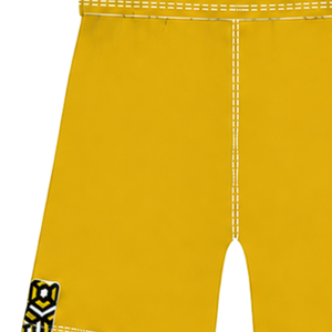Golden Yellow <b>White</b> Rugby <b>Shorts</b> Drawstring Elastic Waist Contrast Trim Custom Breathable Training Athletic Team Sportswear - Product Image 3
