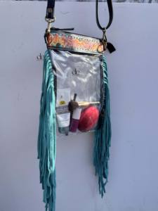 Bolso transparente con flecos de cuero tallado a mano, bolso elegante, multiusos, Color turquesa para mujer, multiusos - Product Image 2