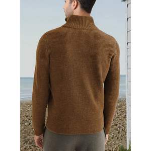 2025 Lightweight <b>Men's</b> <b>Turtleneck</b> Knit <b>Sweater</b> Quarter Zip Mock Neck for Polo with Ribbed Edge for Autumn Season - Product Image 4