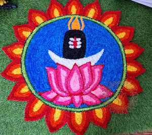 Tapis mural traditionnel Rangoli pour décorer la maison, idéal pour Diwali, les mariages et les fêtes. Tapis Rangoli prêt à l'emploi. Vente OEM. - Product Image 3