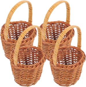Mini paniers-cadeaux en bois tissés à la main avec poignée, paniers de pique-nique décoratifs pour bonbons, chocolat et cadeaux, mariage et fête, miniature - Product Image 1