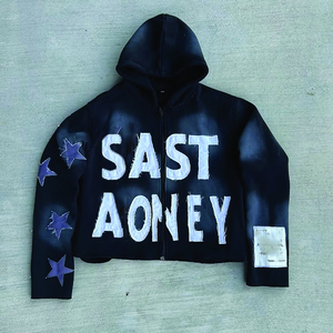 Sweat à capuche zippé Y2K personnalisé en coton 100% lavé, coupe régulière, respirant, écologique, style streetwear, OEM ODM, pour l'hiver - Product Image 6