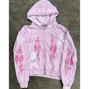 Sudadera con capucha de chenilla de talla estadounidense con bordado personalizado Sudadera con capucha de algodón con bordado desgastado para hombres y mujeres tejido de punto 100% algodón - Product Image 6