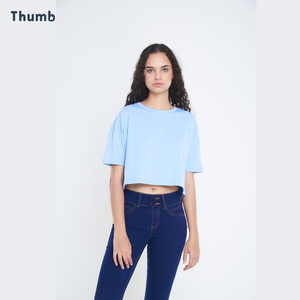 Quá khổ của phụ nữ Crop Top ngắn tay áo mềm cotton căng vải hợp thời trang giản dị & Activewear tùy chỉnh bán buôn OEM Made Polyester - Product Image 6
