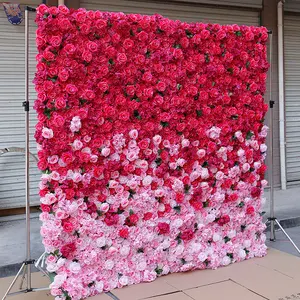 8 футов x 8 футов розовая ткань закатанная Цветочная стена фон Свадебный Декор украшение для вечеринки от кутюр Искусственные цветы стены