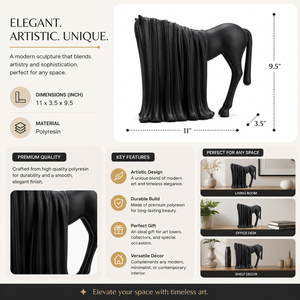 Sculpture de cheval conceptuelle en polyrésine moderne, statue décorative pour la décoration de la maison - Product Image 5