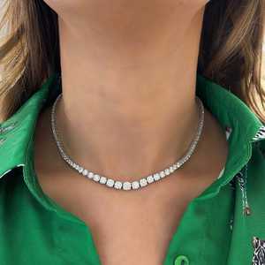 Lab Grown Diamond Graduated Tennis Necklace 10 Carat Solid Gold Graduated Bridal Wedding Choker Necklace Wholesale Manufacture - Product Image 4