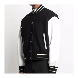 Veste universitaire en cuir pour homme, style vintage, haute qualité, col montant, logo frontal, fabrication sur mesure - Product Image 3