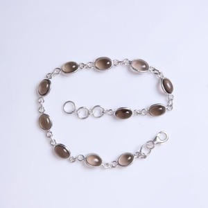Pulsera de Cuarzo Ahumado, Plata de Ley 925, Estilo Bohemio, Hecha a Mano, Ajustable, Joyería de Boda para Mujer y Unisex - Product Image 5