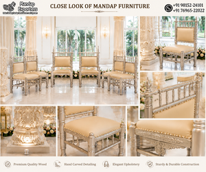 Mandap de Boda de Lujo en Blanco y Dorado con Estructura de Domo - Product Image 3