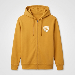 Sweat-shirt à capuche unisexe Dumela couleur moutarde, fermeture éclair, couleur unie, streetwear décontracté, en molleton de coton respirant, écologique, coupe oversize - Product Image 1