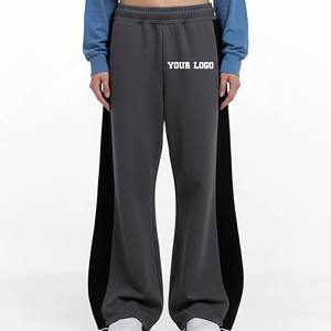 Pantalones de chándal de mujer personalizados de pierna ancha, tiro medio, con cremallera, elásticos con cordón, ligeros, 100% algodón polar, superventas al por mayor - Product Image 3