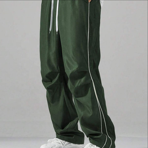 Blue <b>Men's</b> Track Pants Elastic Waist Drawstring <b>Trousers</b> Side Stripe Wide Leg Casual <b>Sports</b> Pants <b>Men</b> Wind Shell Pants - Product Image 2