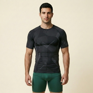 <b>Custom</b> Mens Muscle Fit <b>Compression</b> <b>Shirt</b> Half Sleeve Active Sportswear Gym Workout Training Performance Top - Product Image 5