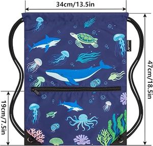 Mochila con cordón azul HM-COLORFUL de Hemistyles, bolsa deportiva de nailon para gimnasio, 30-40L, ligera, con bolsillo frontal con cremallera, para viajes y actividades al aire libre - Product Image 2