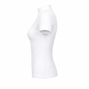 Customize Optical <b>White</b> Womens Fitted Stretch Fit Mock Neck Short Sleeve <b>T</b> <b>Shirt</b> Breathable Cotton Modal Jersey WMNTS-0002 - Product Image 4