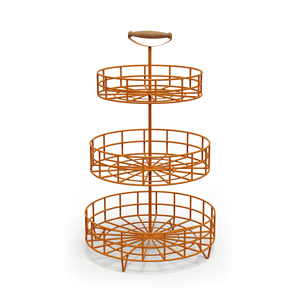 Three Tier Metal <b>Wire</b> <b>Storage</b> <b>Basket</b> Circle Shape Modern Design Multi Purpose Neatening Organizer - Product Image 3