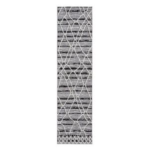 Best Price Modern Geometric Pattern Rectangle Area <b>Rug</b> Gray <b>White</b> Flat Weave Non-Slip Rubber Backing Hallway Use - Product Image 1