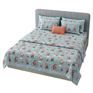 Juego de Funda de Edredón de Algodón con Estampado de Osos de Dibujos Animados, 4 Piezas, Ropa de Cama Suave y Transpirable para Cama de 1.8 m - Product Image 1