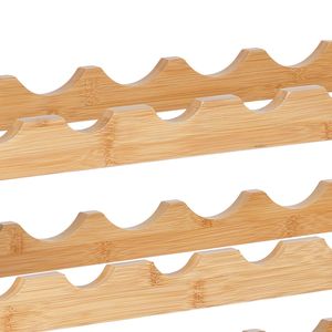 Étagère à vin modulaire empilable à 4 niveaux en bambou massif pour 36 bouteilles, présentoir autoportant avec porte-vin - Product Image 5