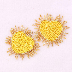Pendientes de Girasol Hechos a Mano con Cuentas de Arroz, Pendientes de Sol para Mujer de MD HANDICRAFTS - Product Image 5