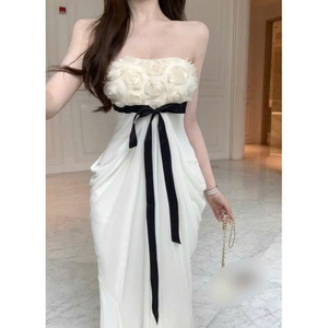 Robe longue élégante et confortable pour femme, style décontracté ou habillé, lavable, taille naturelle, en soie, à manches courtes, type polo - Product Image 5