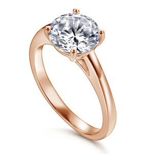 Anillo de compromiso moderno con diamante solitario redondo brillante cultivado en laboratorio de 1 quilate, oro rosa de 10K, engaste clásico tipo cesta, de alta calidad - Product Image 3