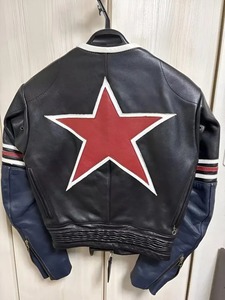 Vanson <b>Star</b> Motorcycle <b>Jacket</b> Genuine Cowhide Leather Eco-Friendly Streetwear Solid Color Black Red & Blue Windproof & Heated PK - Product Image 2
