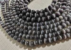 Cuentas redondas de ojo de gato de piedra natural lisa para la fabricación de joyería DIY - Product Image 5