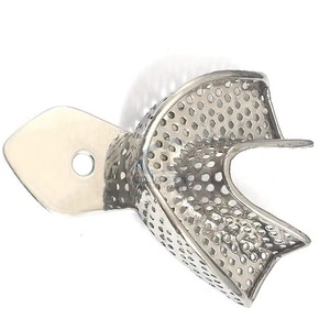 Bandeja de Impresión Dental Inferior Perforada de Acero Inoxidable Reutilizable y Autoclavable para Mandíbula, Bandeja de Impresión de Alginato CE ISO OEM - Product Image 1