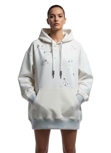 Sweat à capuche zippé personnalisé avec strass pour homme, délavage acide, 500 g/m², coupe ample, streetwear, fabricant OEM sous marque privée - Product Image 1